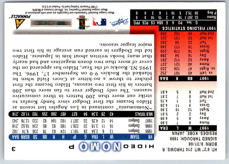 1998 Score Hideo Nomo