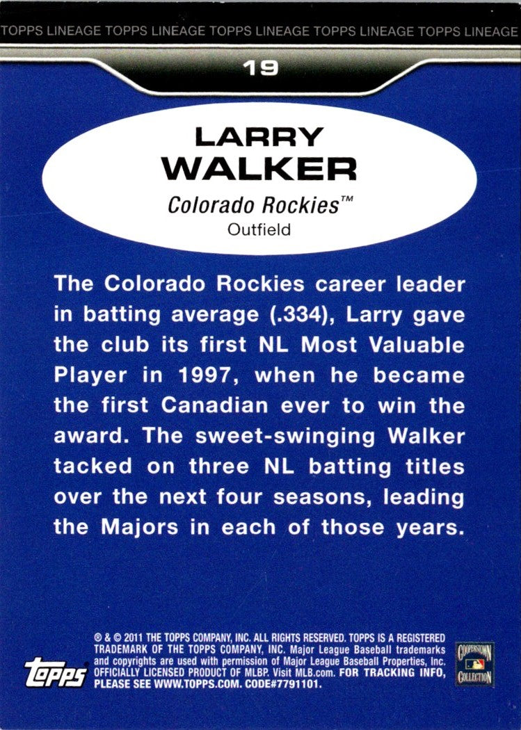 2011 Topps Lineage Larry Walker