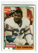1981 Topps Coca-Cola New York Giants Roy Simmons