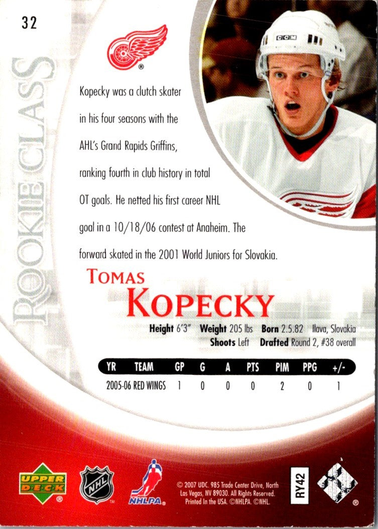 2006 Upper Deck Rookie Class Box Set Tomas Kopecky