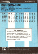 1986 Fleer Star Stickers Ron Romanick