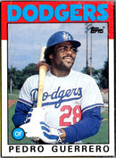 1986 Topps Wax Box Cards Pedro Guerrero