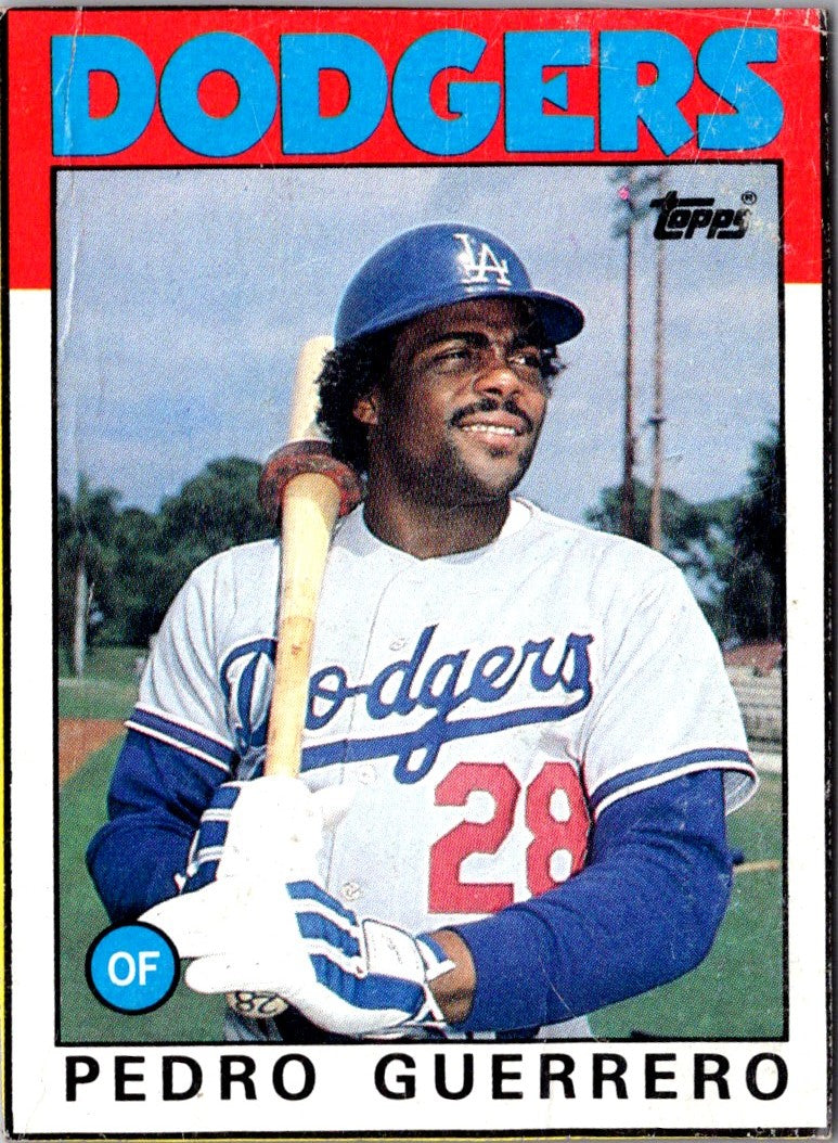 1986 Topps Wax Box Cards Pedro Guerrero