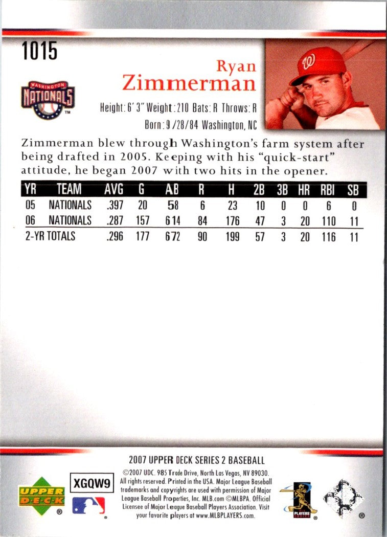 2007 Upper Deck Ryan Zimmerman