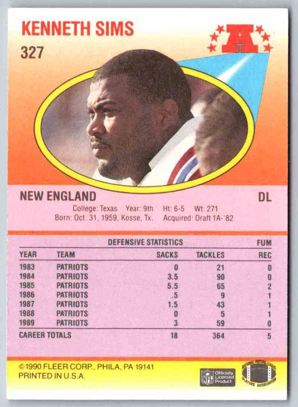 1991 Fleer Ultra Kenneth Sims #327
