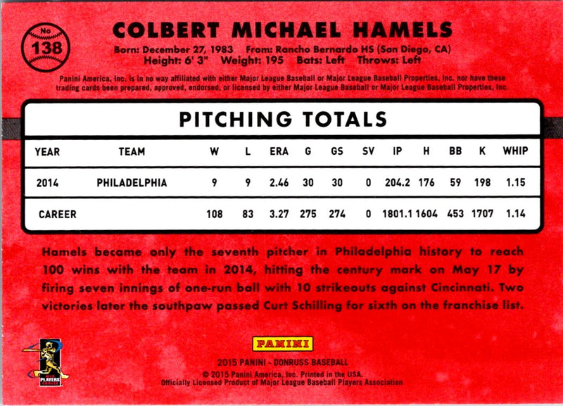 2015 Donruss Cole Hamels