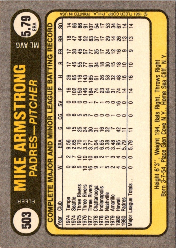 1981 Fleer Mike Armstrong