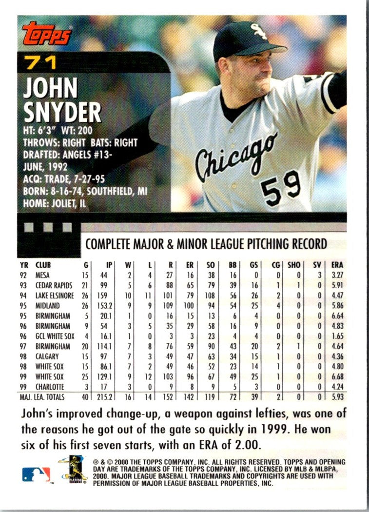 2000 Topps Opening Day John Snyder