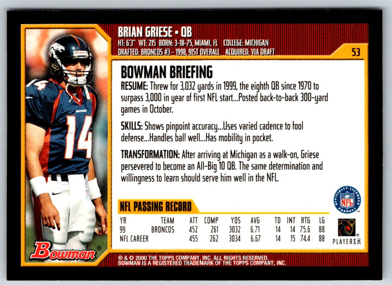 2000 Bowman Brian Griese