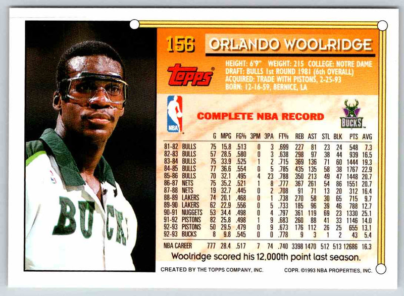 1993 Topps Orlando Woolridge