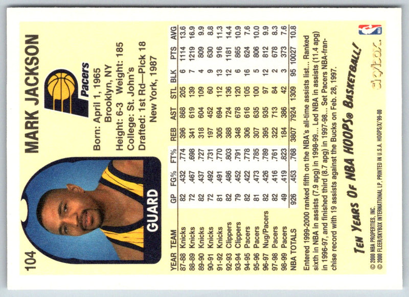 1999 Hoops Decade Mark Jackson