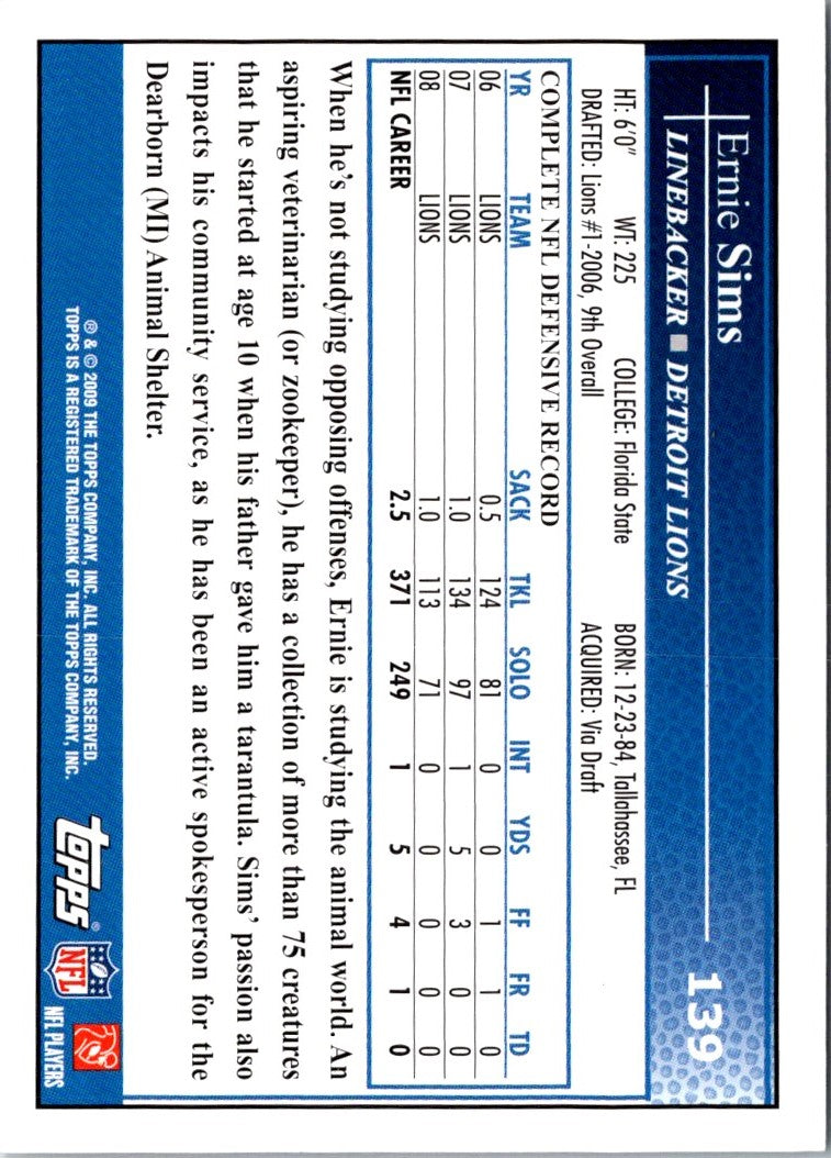 2009 Topps Ernie Sims