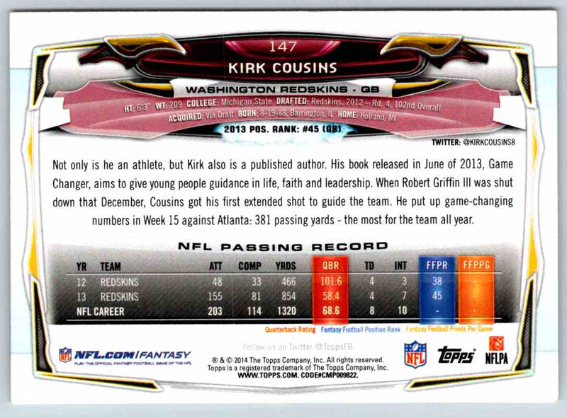 2014 Topps Kirk Cousins