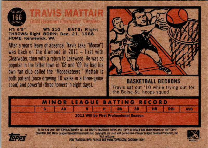 2011 Topps Heritage Minor League Travis Mattair