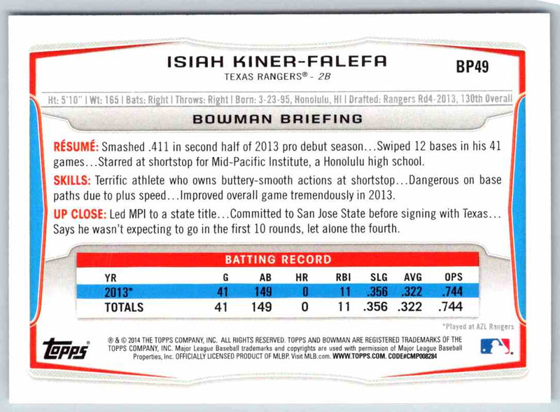 2014 Bowman Isiah Kiner-Falefa