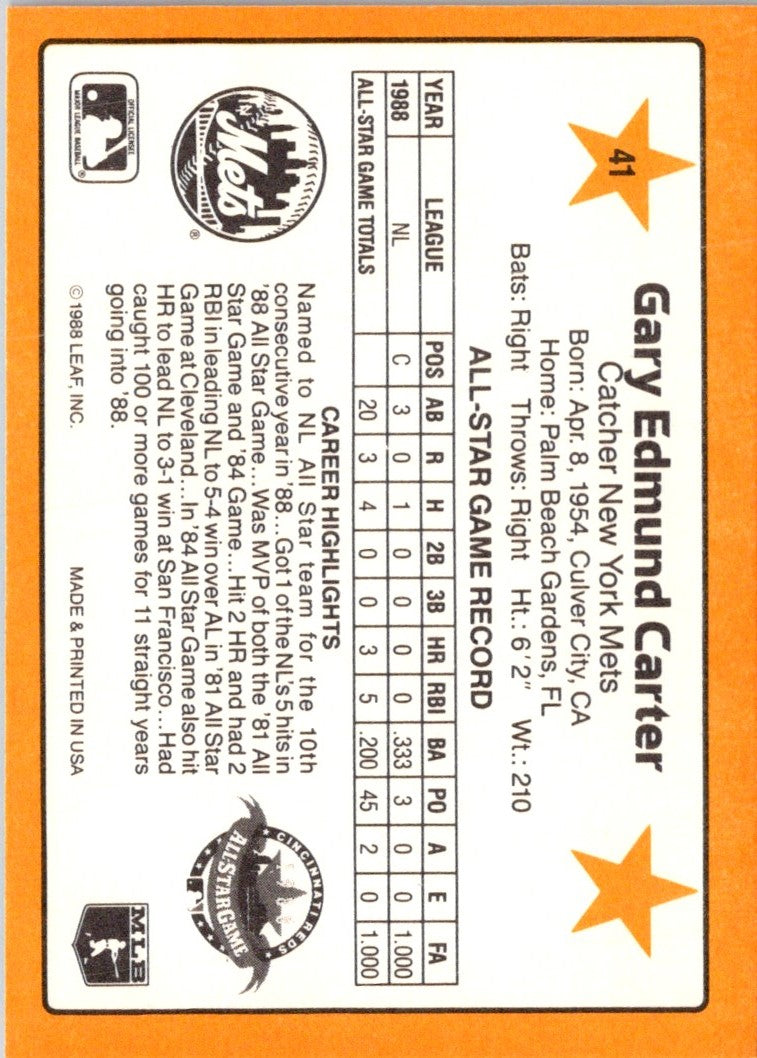 1989 Donruss All-Stars Gary Carter