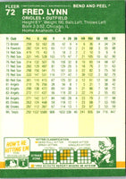 1987 Fleer Star Stickers Fred Lynn #72
