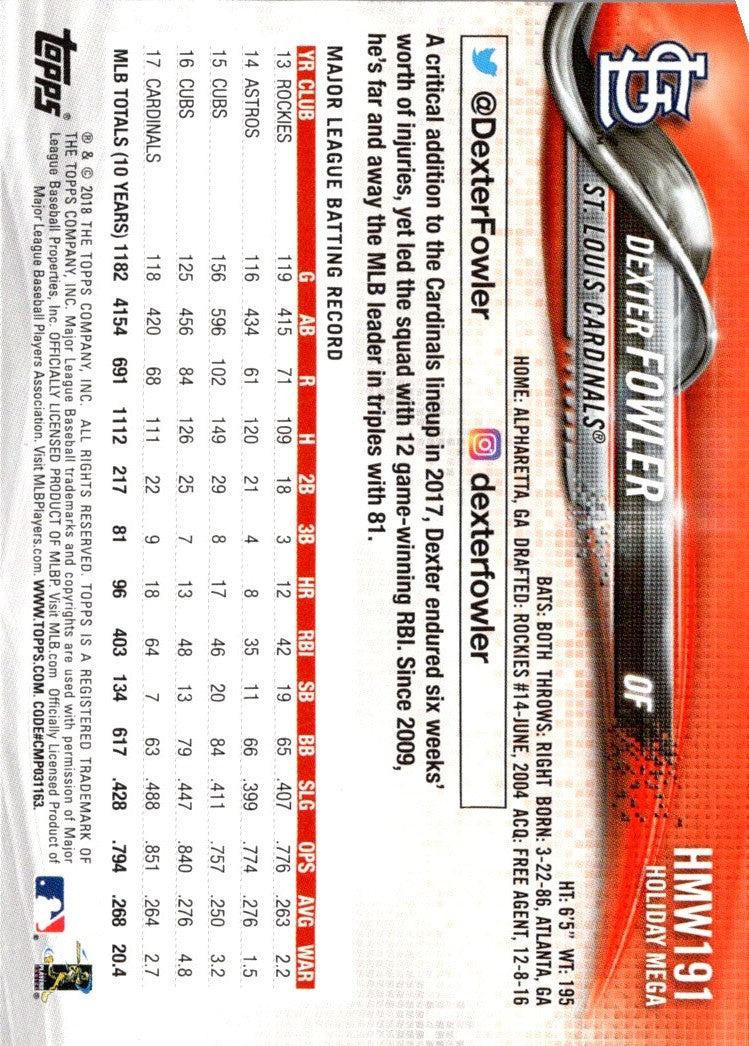 2018 Topps Holiday Metallic Snowflake Dexter Fowler