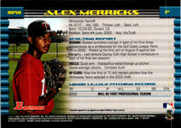 2002 Bowman Draft Picks & Prospects Alex Merricks #BDP68 Rookie