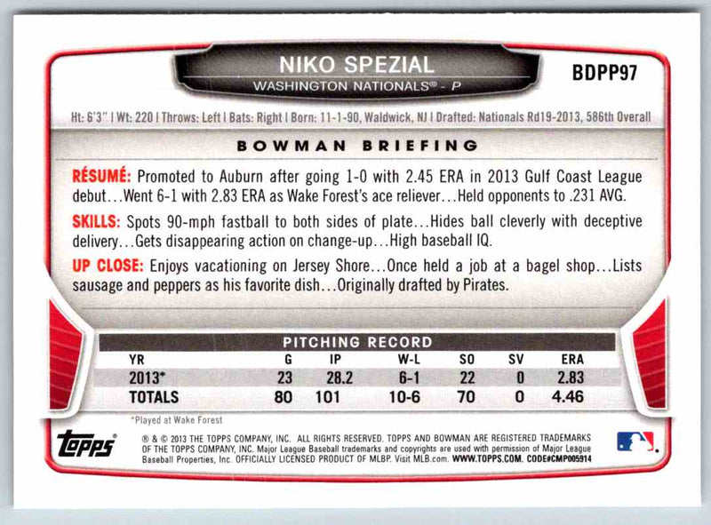 2014 Bowman Niko Spezial