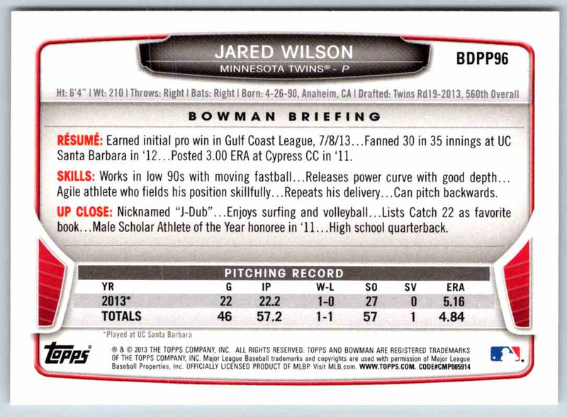 2014 Bowman Jared Wilson