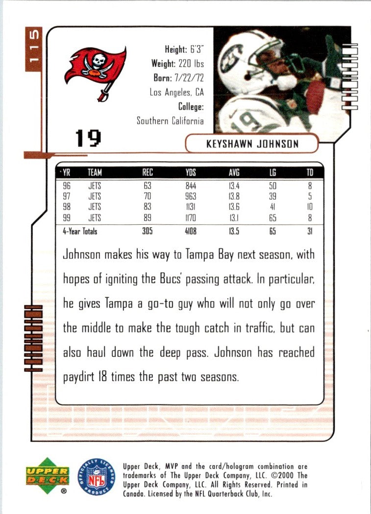 2000 Upper Deck MVP Keyshawn Johnson