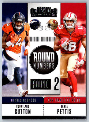 2018 Panini Contenders Round Numbers Courtland Sutton/Dante Pettis #RNA-SP