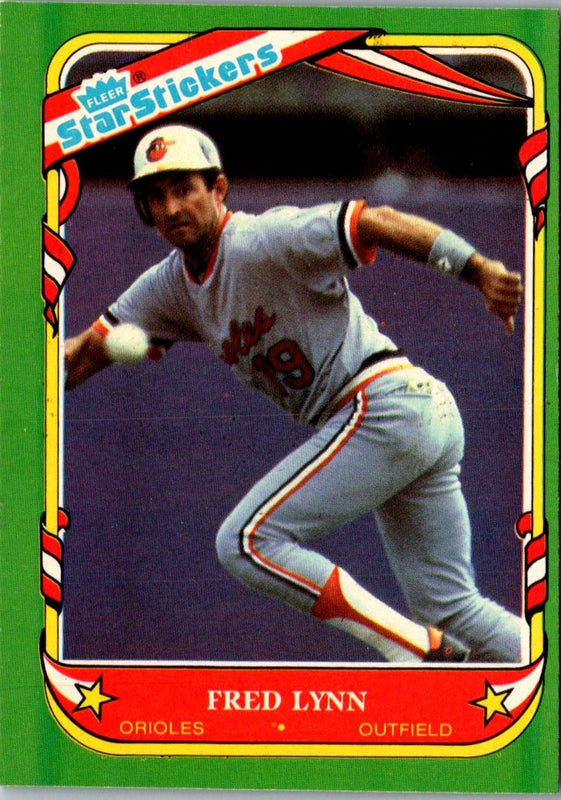 1987 Fleer Star Stickers Fred Lynn #72
