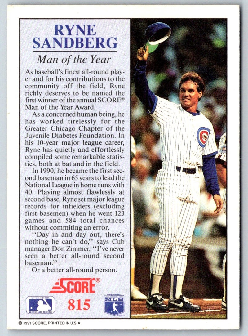 1991 Score Ryne Sandberg