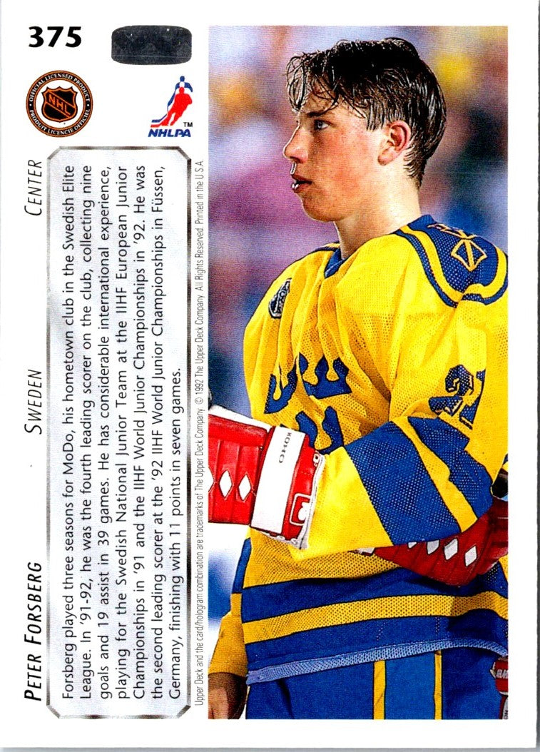 1992 Upper Deck Peter Forsberg