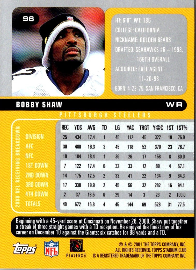 2001 Stadium Club Bobby Shaw