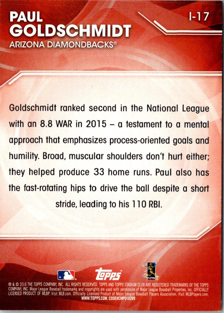 2016 Stadium Club ISOmetrics Paul Goldschmidt