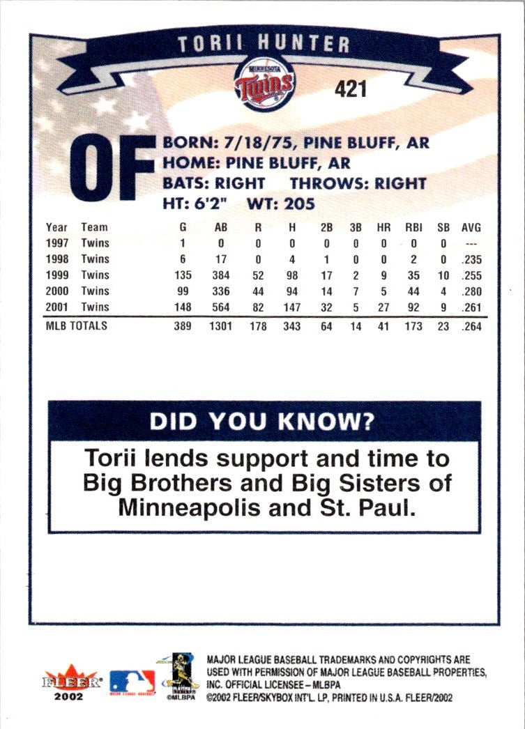 2002 Fleer Torii Hunter