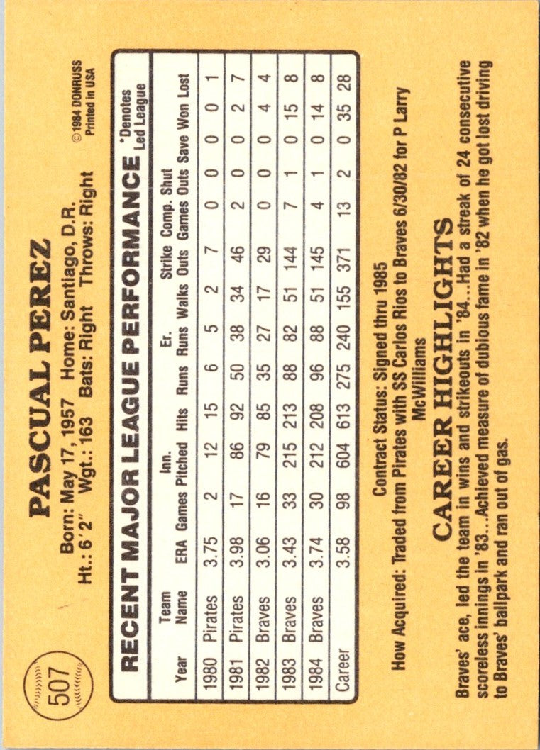 1984 Donruss Pascual Perez