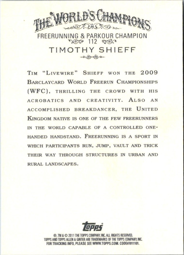 2011 Topps Allen & Ginter Timothy Shieff
