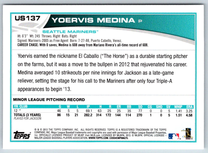 2013 Topps Update Yoervis Medina