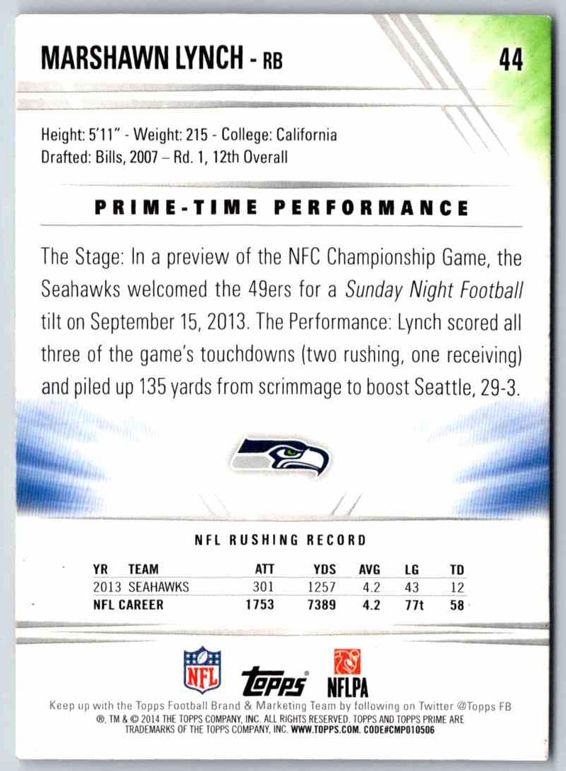 2011 Topps Football Marshawn Lynch