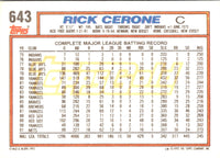 1992 Topps Gold Winners Rick Cerone #643