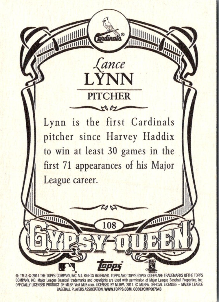 2014 Topps Gypsy Queen Lance Lynn