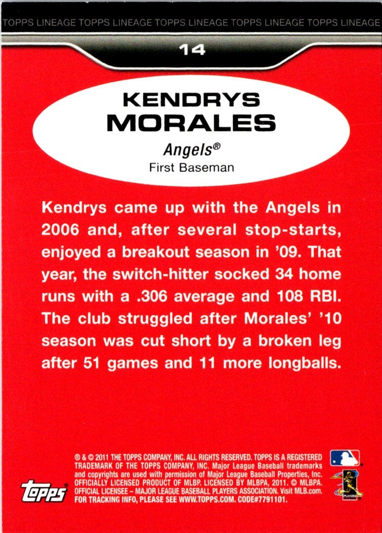 2011 Topps Lineage Kendrys Morales