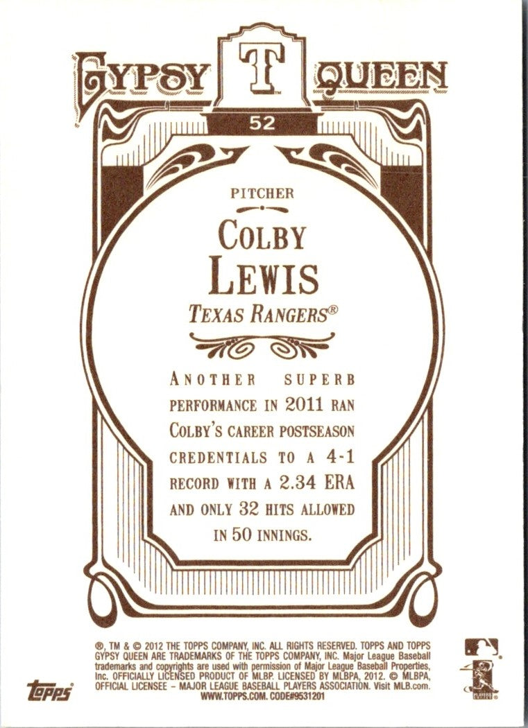 2012 Topps Gypsy Queen Colby Lewis