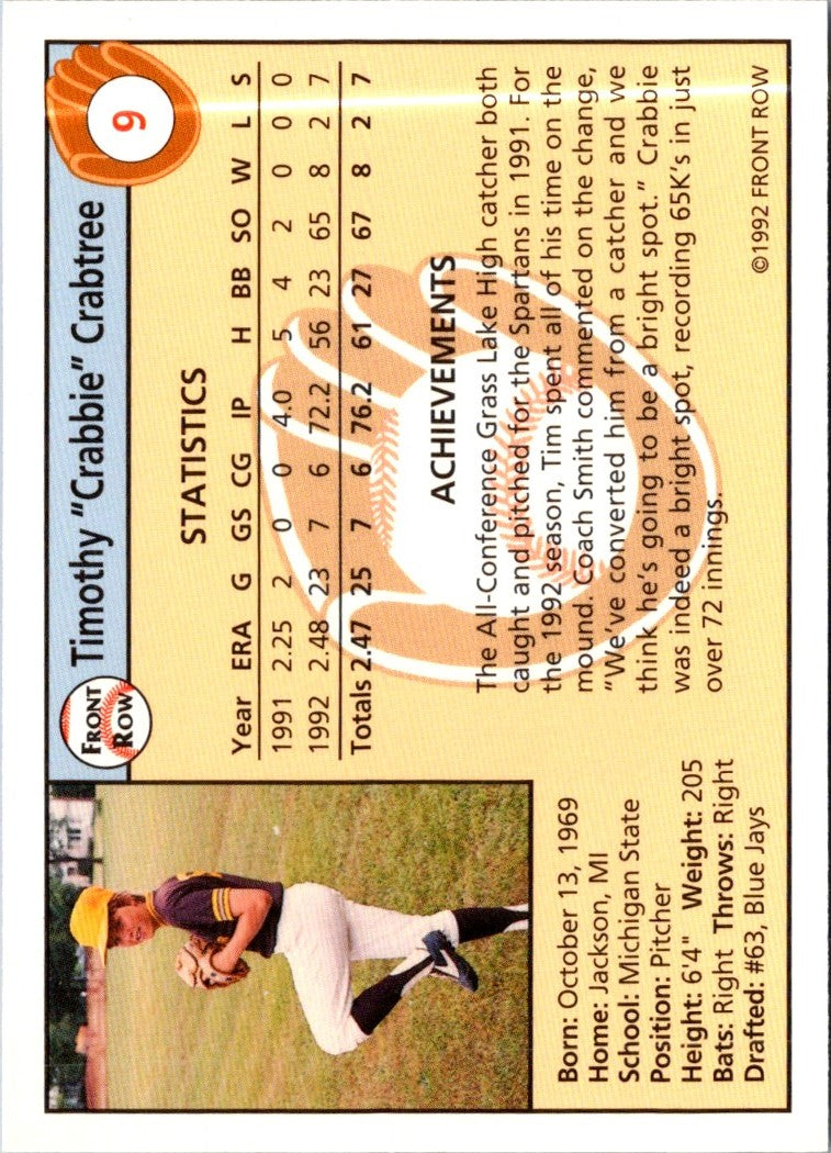 1992 Front Row Draft Picks Tim Crabtree