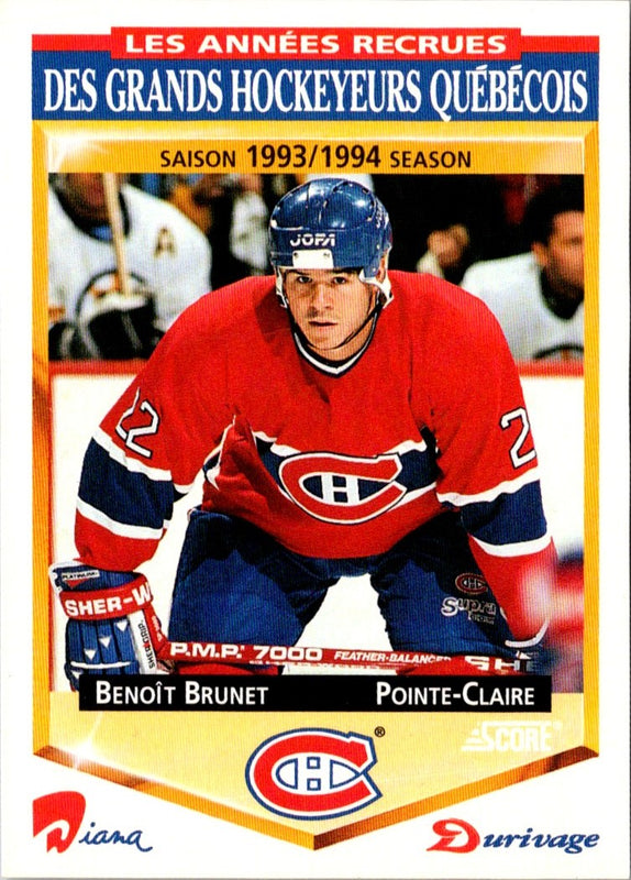 1993 Score Durivage Benoit Brunet #8
