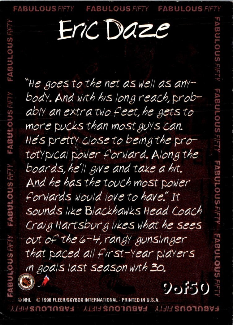 1996 Fleer NHL Picks Fabulous 50 Eric Daze