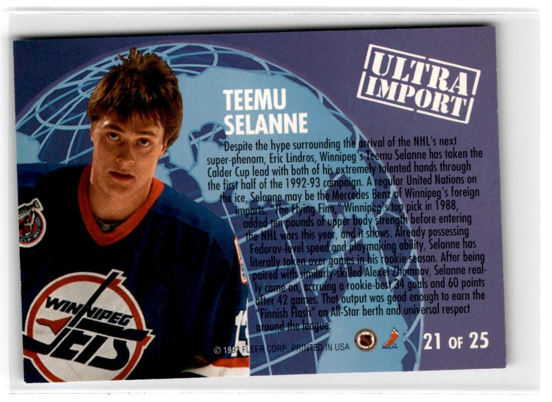 1992 Ultra Imports Teemu Selanne