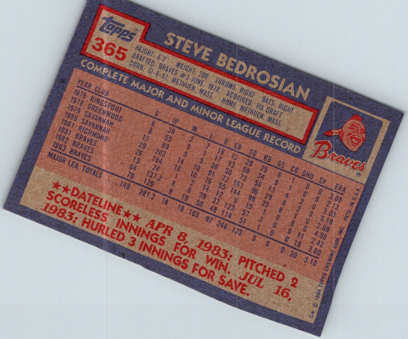 1984 Topps Steve Bedrosian