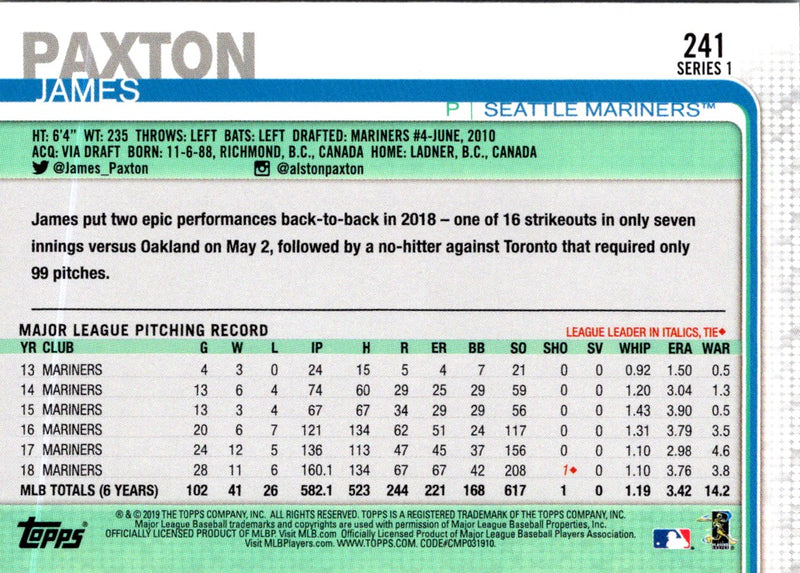 2019 Topps James Paxton