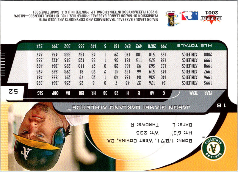 2001 Fleer Game Time Jason Giambi