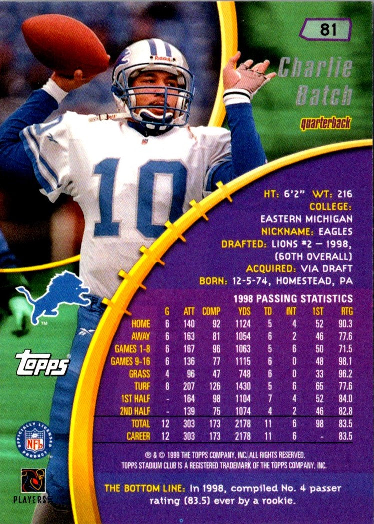 1999 Stadium Club Charlie Batch