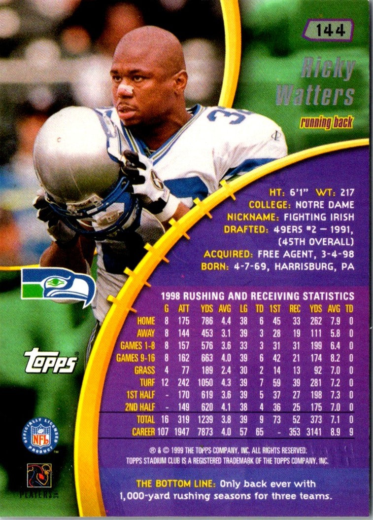 1999 Stadium Club Ricky Watters